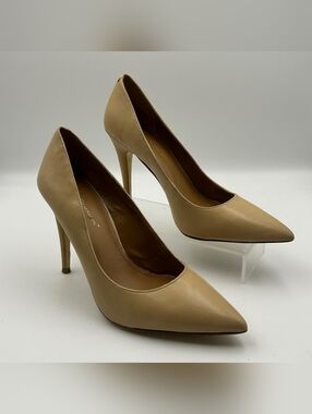 BCBGeneration Oslo Beige Leather Pointed Toe Stiletto Pumps Heels 8.5M BG-OSLO